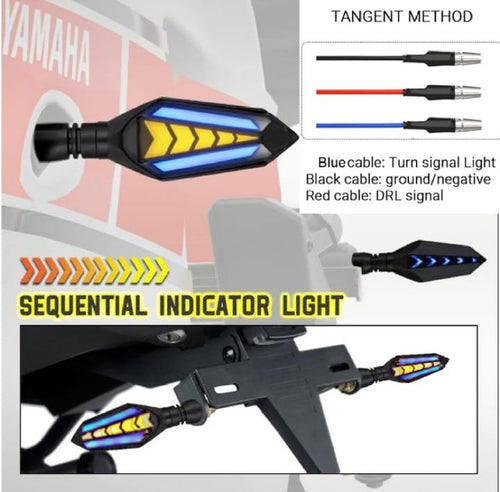 Bike Indicator, Slide Arrow Running Style With Lava DRL Red - Yellow 2 Pcs Set