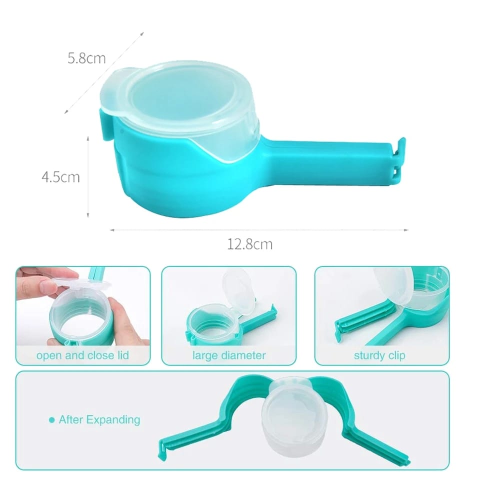 Food Bag Sealing Clip with Pouring Lid Reusable Kitchen Sealer