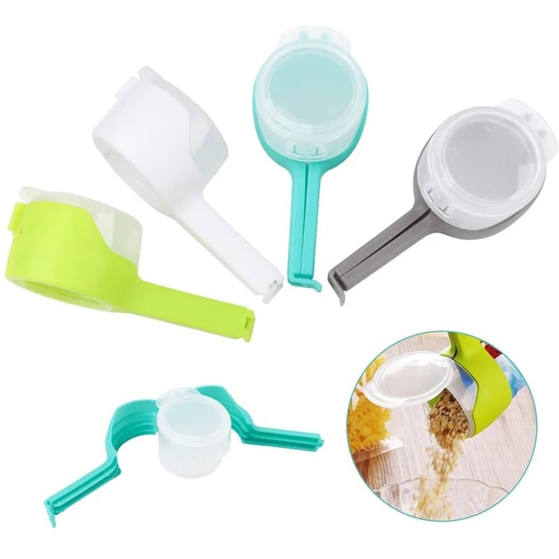 Food Bag Sealing Clip with Pouring Lid Reusable Kitchen Sealer