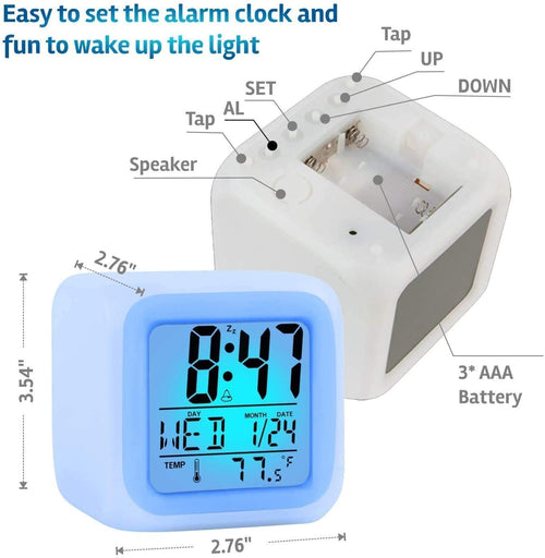 Clock, Kids LED Night Light Alarm Digital Desk Clock