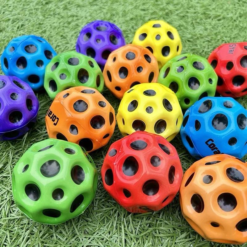 High Resilience Porous Moon Bouncy Ball Soft PU Foam Stress Relief Toy