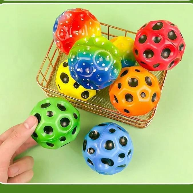 High Resilience Porous Moon Bouncy Ball Soft PU Foam Stress Relief Toy