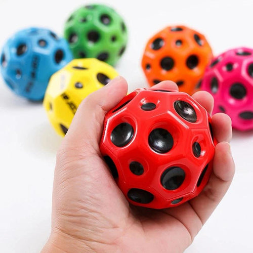 High Resilience Porous Moon Bouncy Ball Soft PU Foam Stress Relief Toy