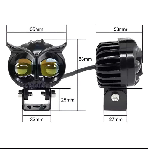 Headlight, Owl Shape LED Fog Light Yellow White Flash 40W Spot Light for Cars and Bikes