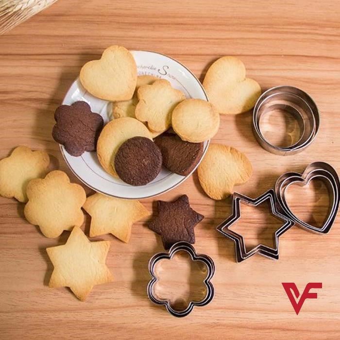 Cookie Cutter Stainless Steel Biscuit Fruit Cutter Multi Shapes - Set 12 Pieces