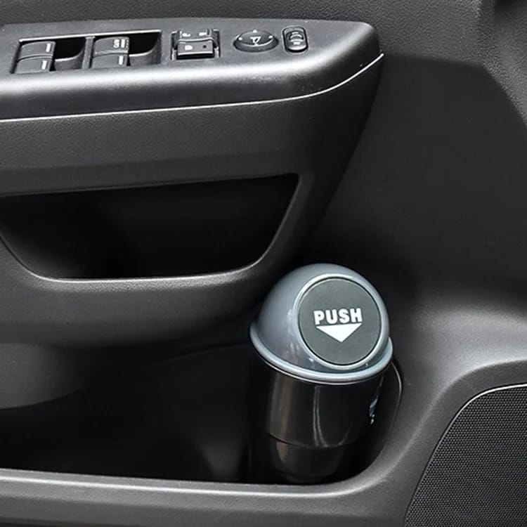 Dust Bin with Push Lid, Portable Auto Trash Can for Car Interior