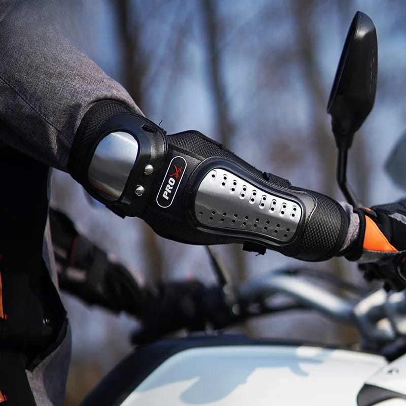 Motorcycle Knee Shin and Elbow Guard Stainless Steel Protective Set