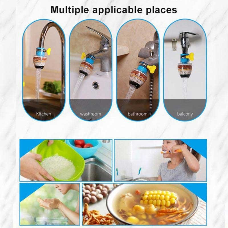 Faucet Mounted Water Filter Stone Purifier with Ring Clip Easy Install