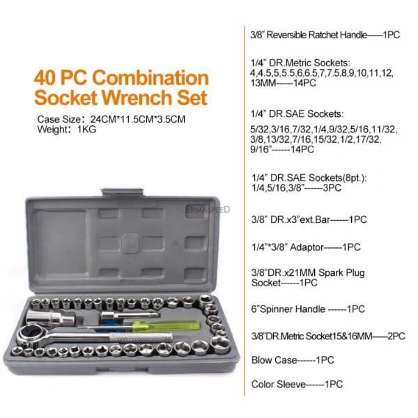 Socket Wrench Tool Kit, with Screwdrivers and Socket Set, Aiwa 40-Piece