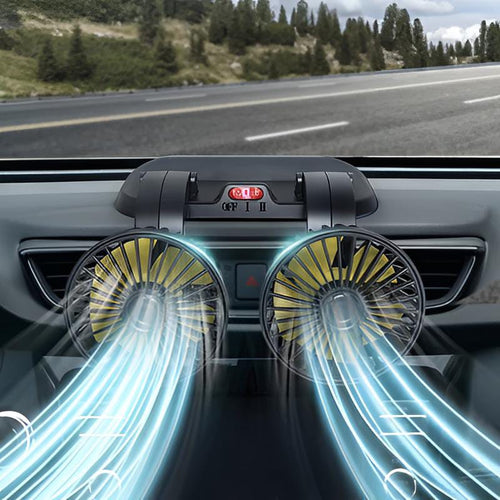 Car Dashboard Cooling Fan, Dual Head, 360 Degree Rotation for Cars