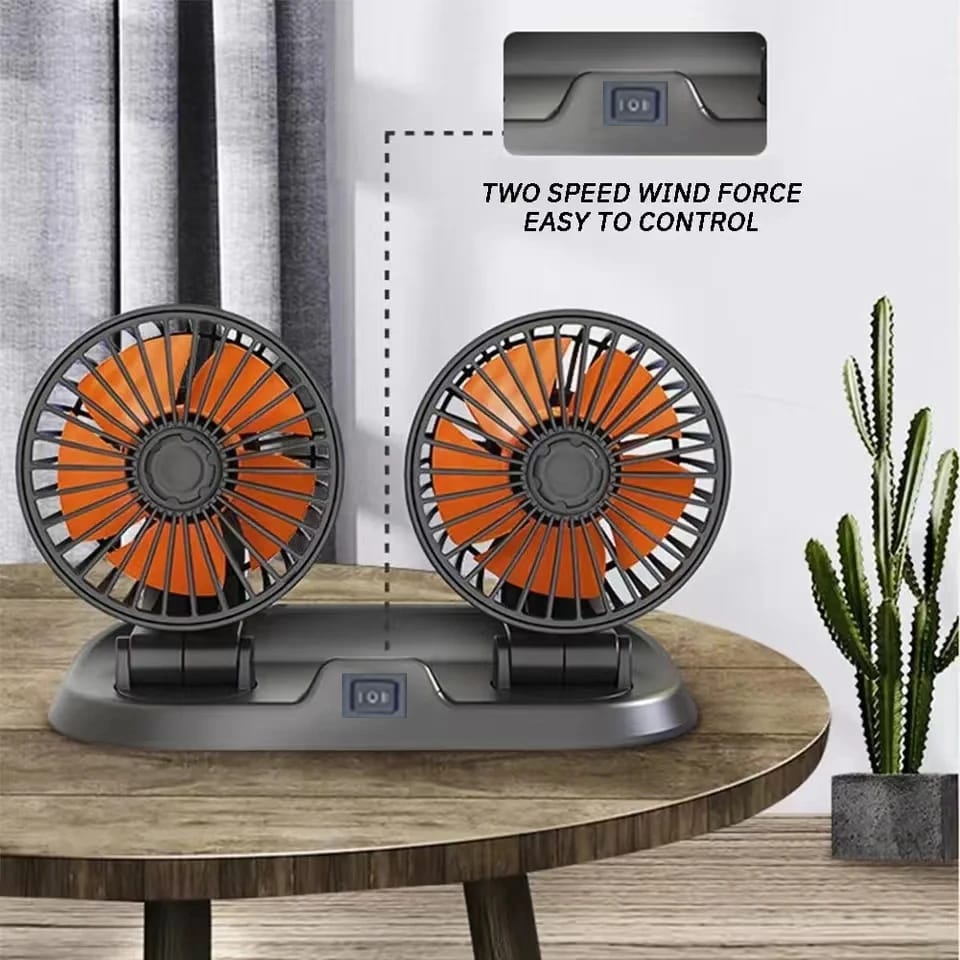 Car Dashboard Cooling Fan, Dual Head, 360 Degree Rotation for Cars