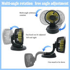 Car Cooling Fan, Multi-Angle Rotatable with USB Cable for Car
