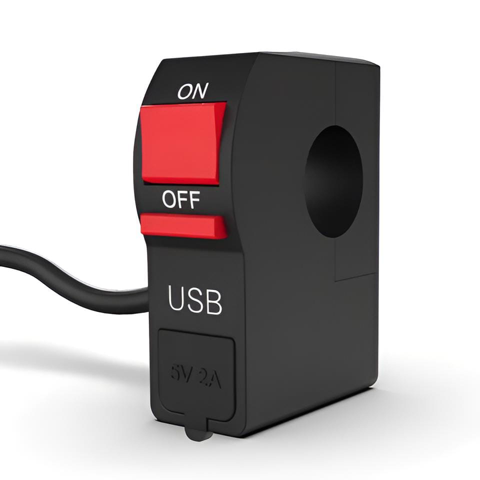 Motorcycle Headlight Indicator Switch with USB Charger 5V 2A
