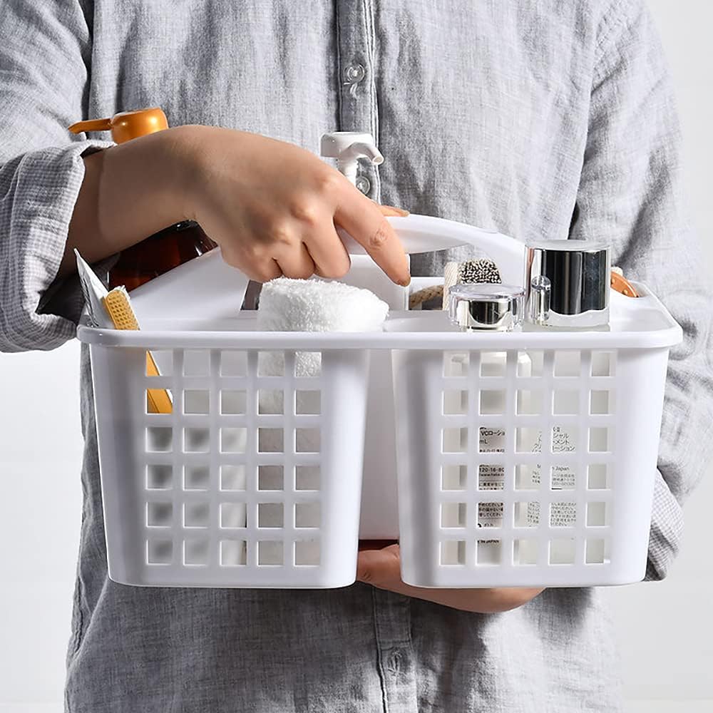 Plastic Storage Basket with Handle for Bathroom & Kitchen Organizer