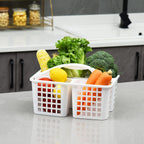 Plastic Storage Basket with Handle for Bathroom & Kitchen Organizer