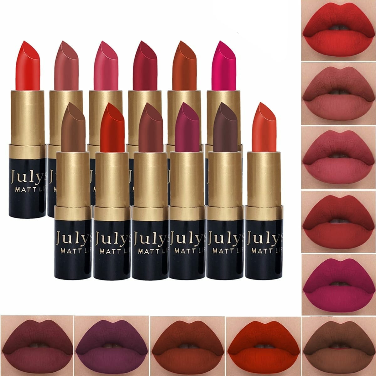 Matte Lipstick Set with Smooth Finish and Rich Colors - Pack of 6 Shades