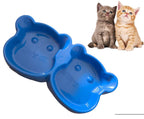 Cat Shaped Double Pet Food Bowl Non Slip Plastic Food and Water Feeder