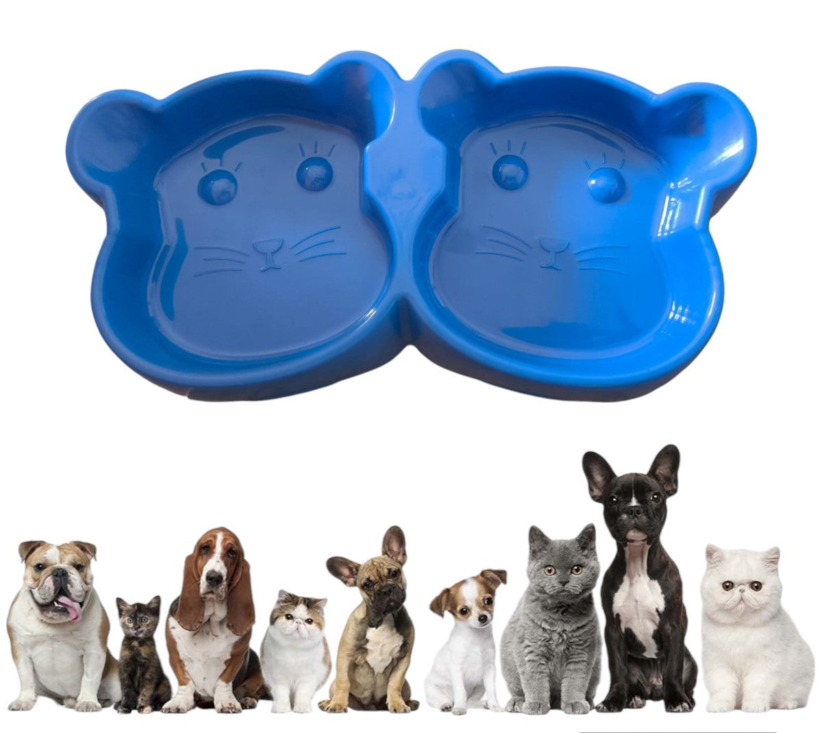 Cat Shaped Double Pet Food Bowl Non Slip Plastic Food and Water Feeder
