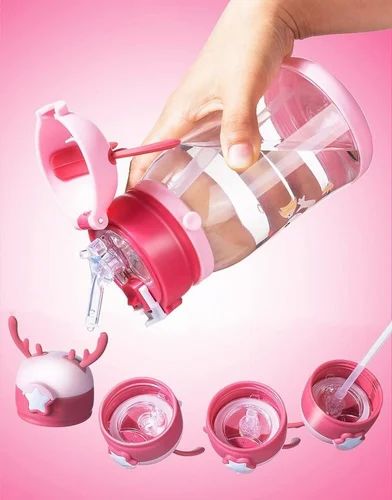 Reindeer Shape Kids Water Bottle, Leak Resistant Sipper - 600ml
