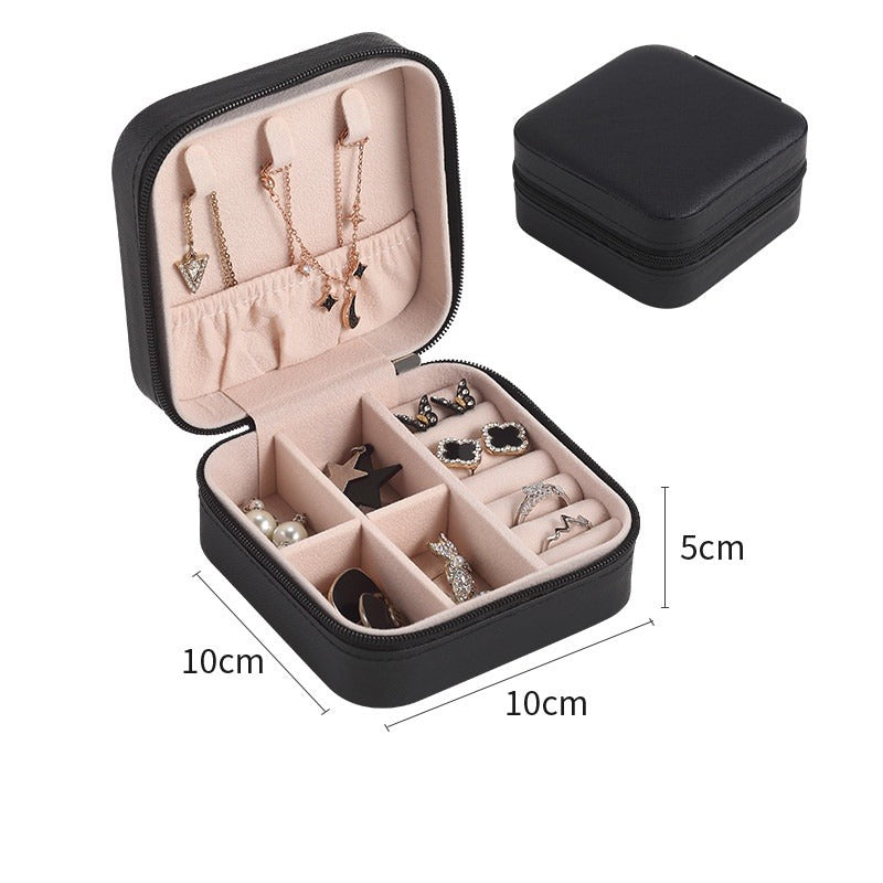 Box, Travel Leather Pocket Jewellery Organizer, with Zipper Leather Storage Case