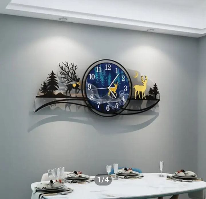 Wooden Wall Clock, Modern LED, Decorative 3D Design Large Size