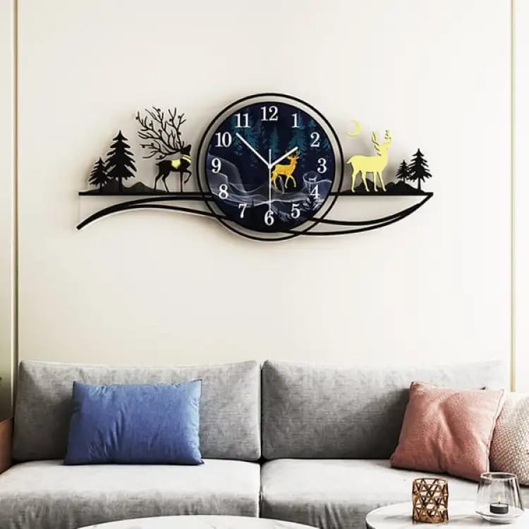 Wooden Wall Clock, Modern LED, Decorative 3D Design Large Size