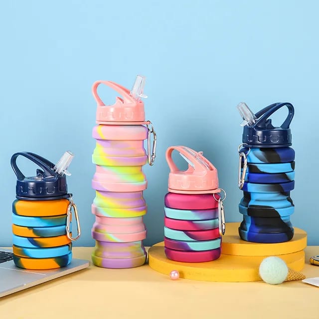 Water Bottle, Collapsible Leak Proof with Snap Hook