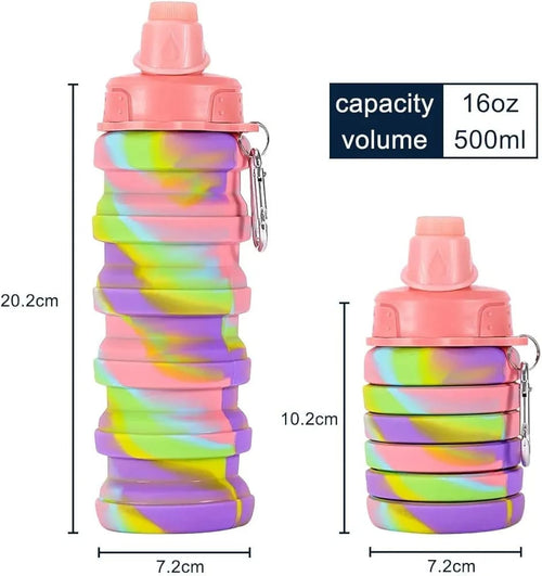 Water Bottle, Collapsible Leak Proof with Snap Hook