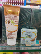 Kit 2 Pcs Deep Facial Cleanser And Repairer With Rice Extract Eliminates Fats And Impurities 150ML Yardlie Clarifying Hyaluronic Acid Rice Scrub + Collagen Beauty Cream