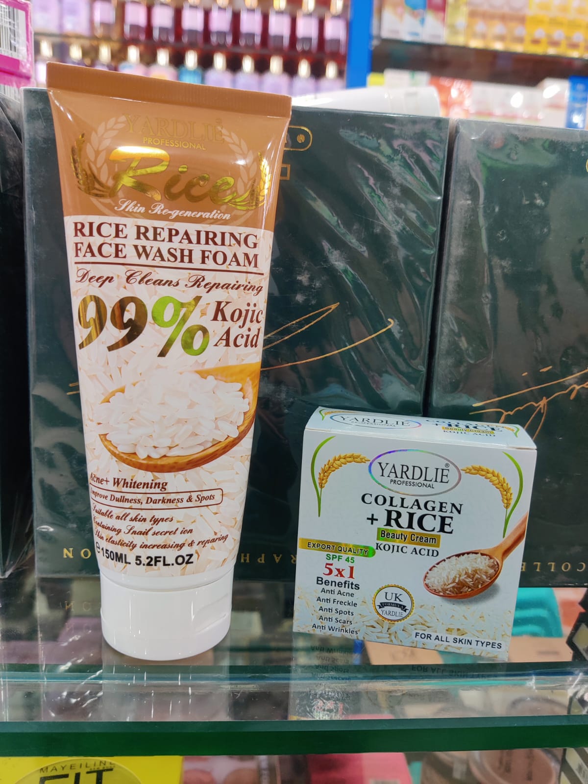 Kit 2 Pcs Deep Facial Cleanser And Repairer With Rice Extract Eliminates Fats And Impurities 150ML Yardlie Clarifying Hyaluronic Acid Rice Scrub + Collagen Beauty Cream