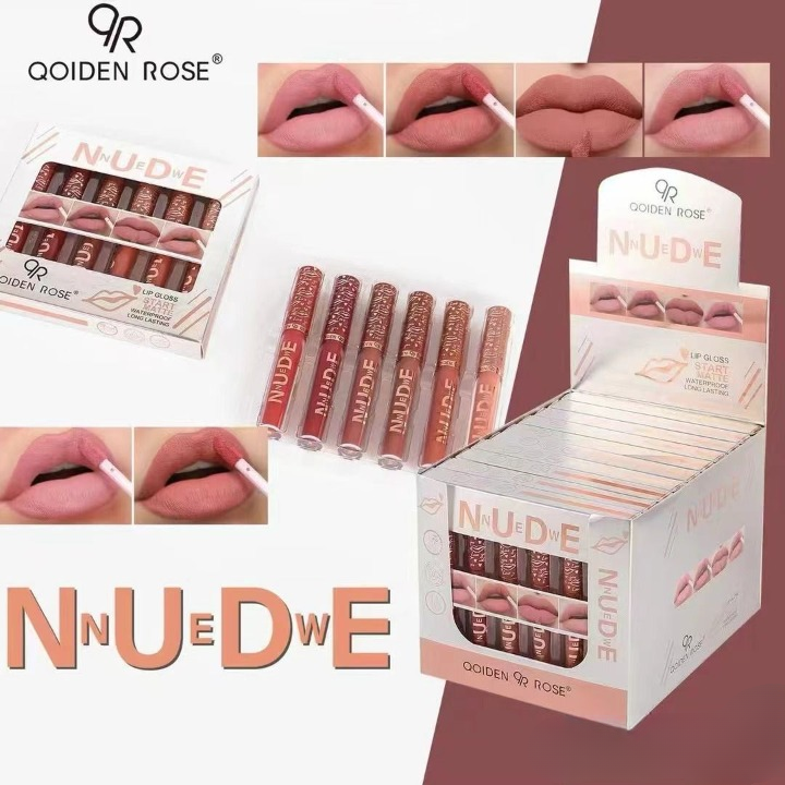 Pack Of 6 Nude High Pigment Matte Lipgloss Soft &amp; Matte Texture Hydrating Lipgloss (Random Color)