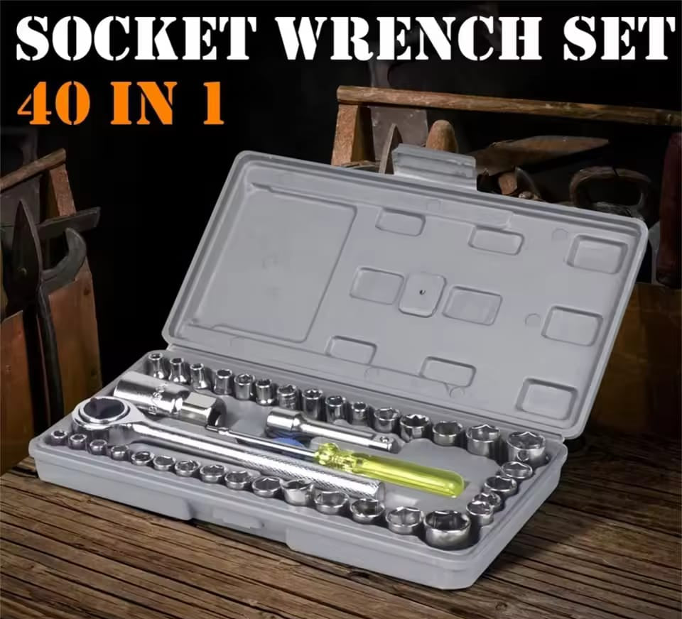 Socket Wrench Tool Kit, with Screwdrivers and Socket Set, Aiwa 40-Piece