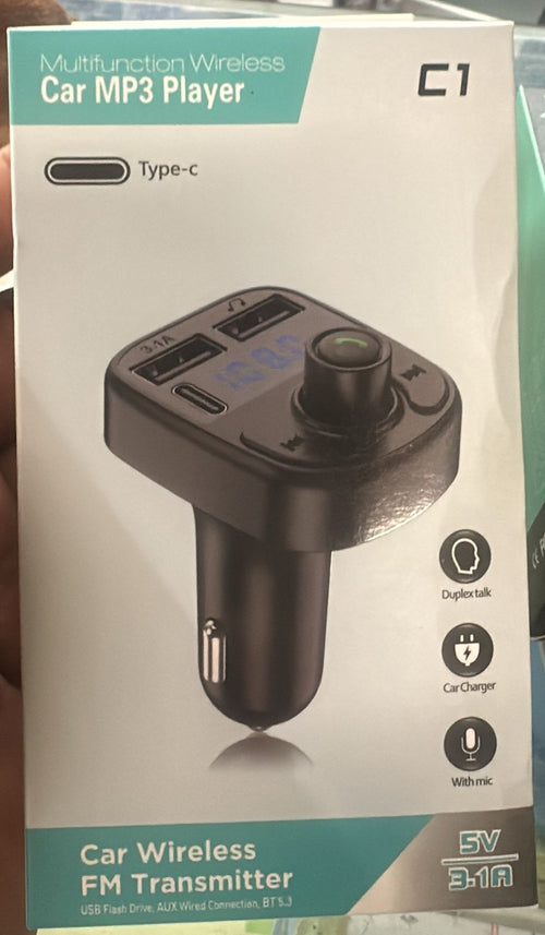 C1 Car MP3 Modulator Bluetooth FM Transmitter Type C Charging