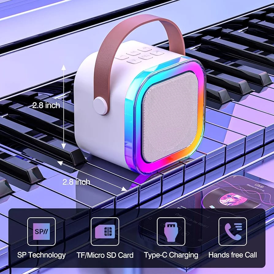 Speaker, Portable Bluetooth Karaoke with RGB Lights 2000mAh