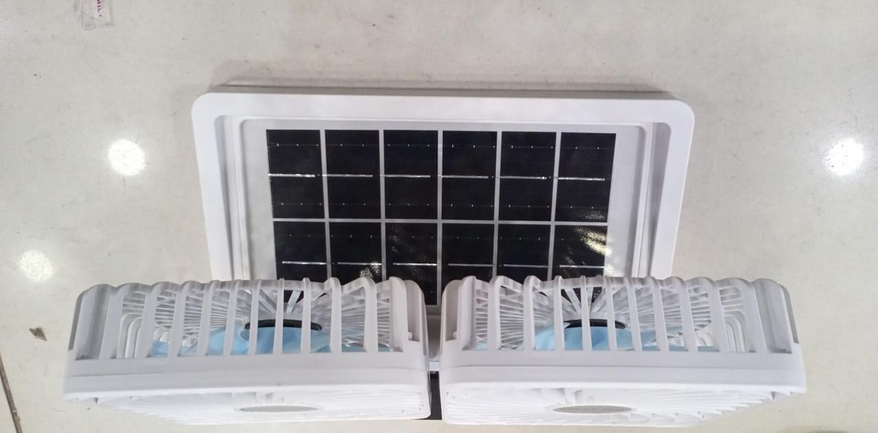 Solar Fan, Double Head Portable Desktop Air Conditioning, Rechargeable