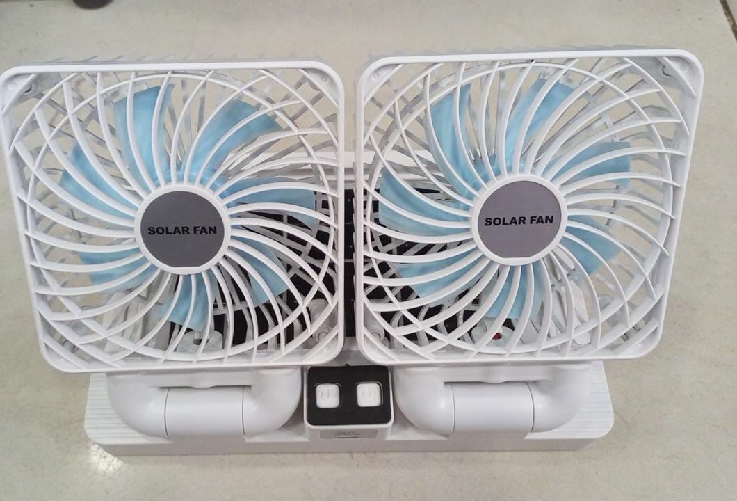 Solar Fan, Double Head Portable Desktop Air Conditioning, Rechargeable