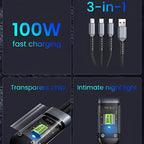 Gamen 3 in 1 100W Fast Charging Cable Nylon Braided