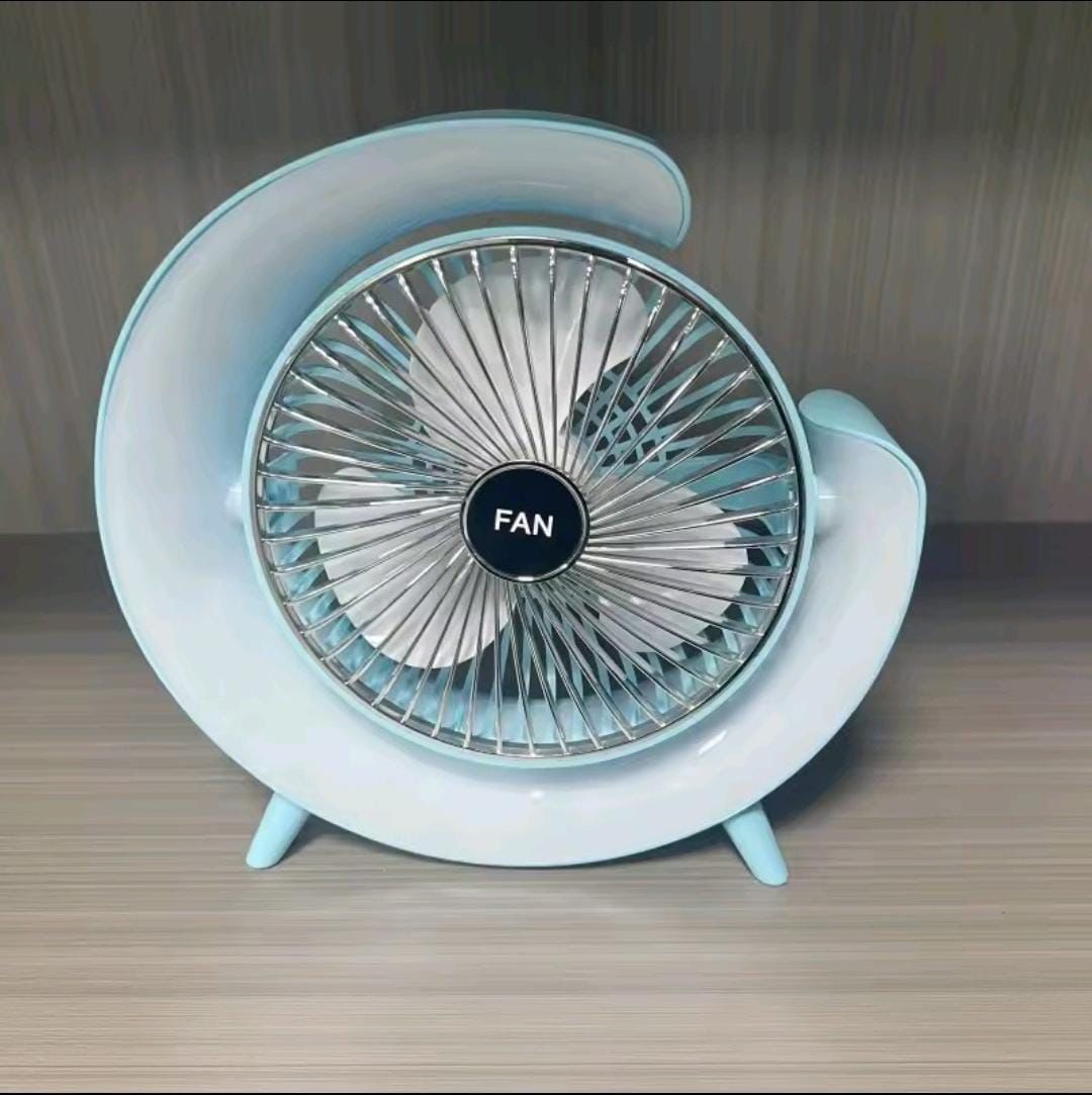 Fan, LED Atmosphere Light Mini Electric Portable Table, with 3 Speed and 180 Degree Adjustment
