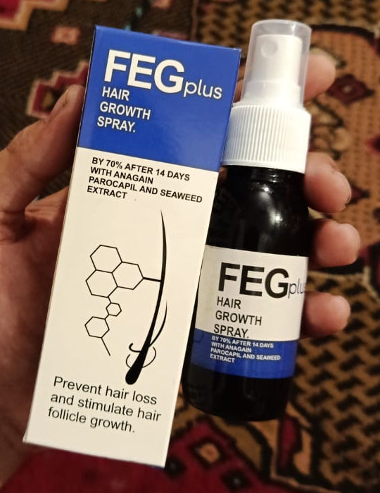 FEG PLUS Hair &amp; Beard Growth Serum Spray 50ml | 22% Seaweed Extract, Rosemary, Redensyl, Anagain &amp; 5% Minoxidil | Anti Hair Loss, Regrowth Treatment
