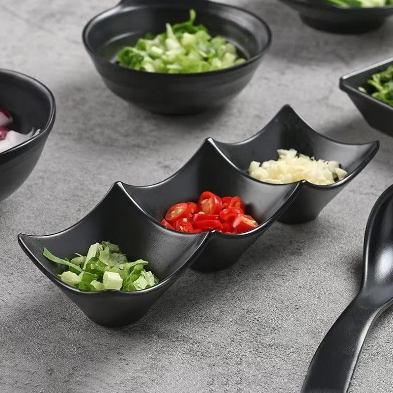 Microwave and Dishwasher Safe 3 Section Sauce Dish for Hot Pot and Sushi