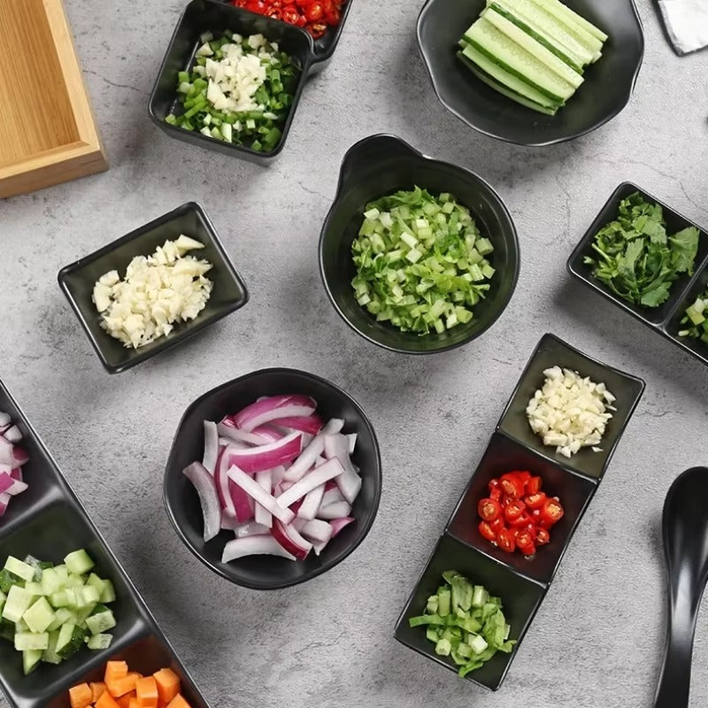 Microwave and Dishwasher Safe 3 Section Sauce Dish for Hot Pot and Sushi