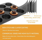 Cup Muffin Pan, Non-Stick Carbon Steel Cupcake Baking Tray