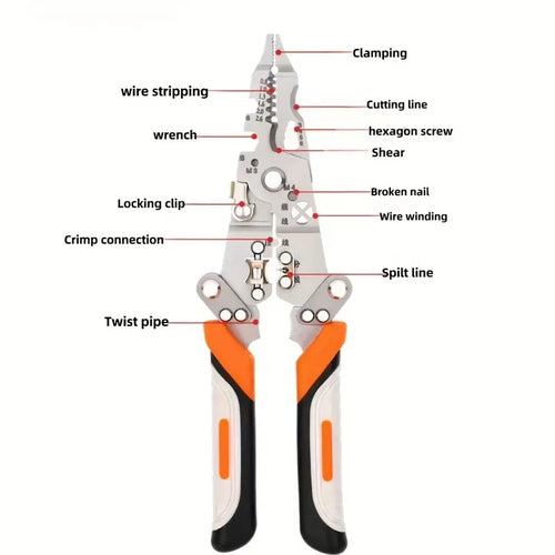Electric Plass, Foldable 8 in 1 Wire Stripping Tool Multi Function