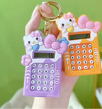 Mini Calculator Keychain,  Cute Pink Kawaii Cartoon Portable Calculator