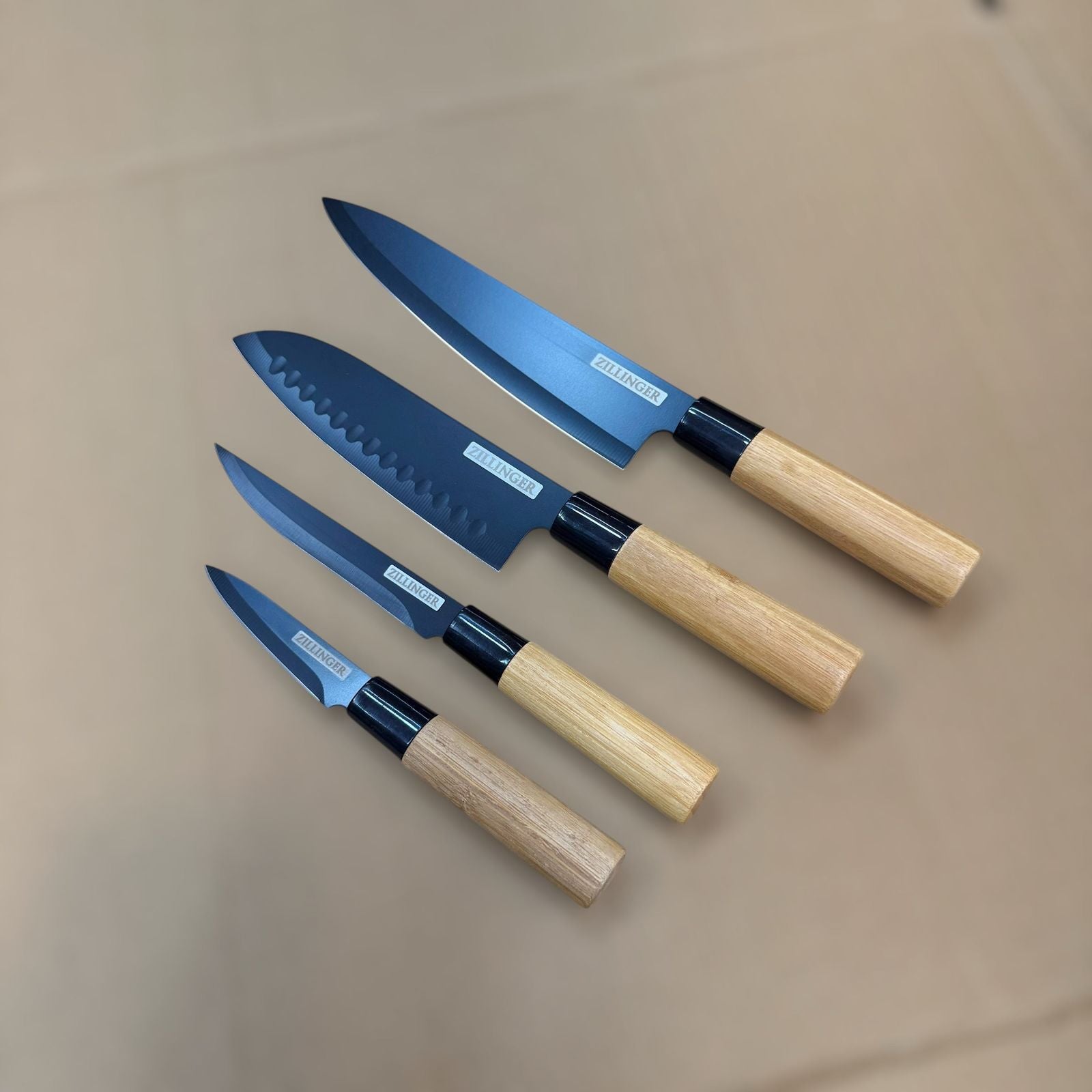 Japanese Inspired Stainless Steel Knife With Pure Wood Handle