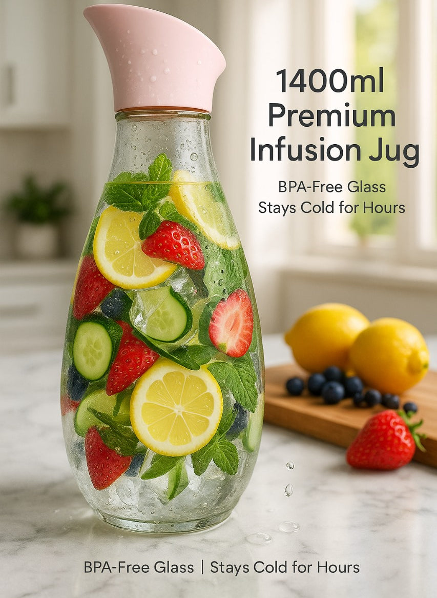 Hard Glass Water Jug with Lid, Heat-Resistant Pitcher for Water