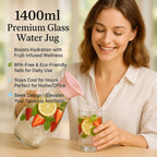 Hard Glass Water Jug with Lid, Heat-Resistant Pitcher for Water