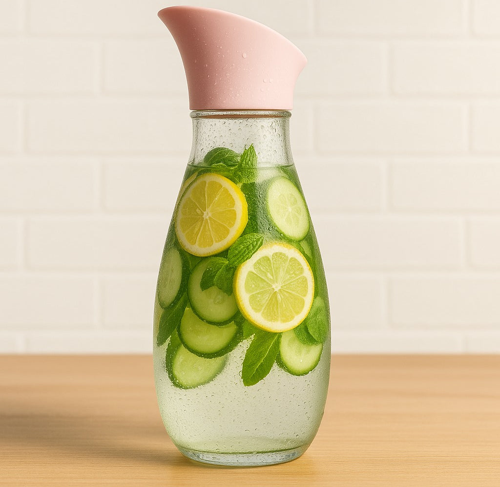 Hard Glass Water Jug with Lid, Heat-Resistant Pitcher for Water