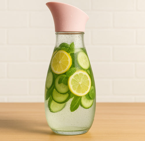 Hard Glass Water Jug with Lid, Heat-Resistant Pitcher for Water