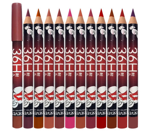 36H Jumbo Lip Liner Pencil Pack – Long-Lasting Nude, Red & Pink Shades for Smooth Lip Definition - Pack of 6